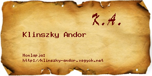 Klinszky Andor névjegykártya
