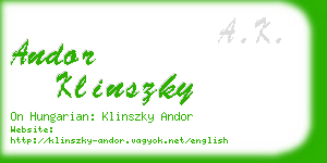 andor klinszky business card